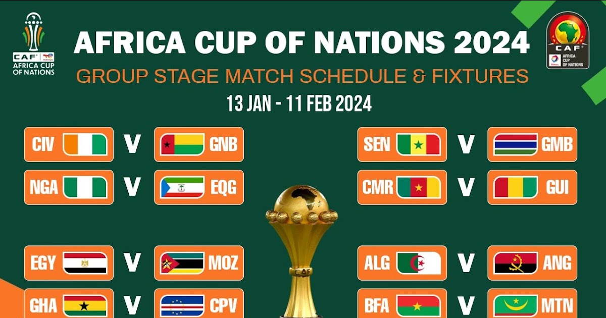 AFCON FULL FIXTURES 2024 AFRICAN CUP OF NATIONS